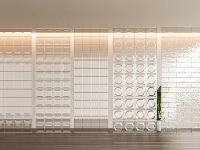 Decorative Modern Glass Room Divider For Interior With Geometric And Circular Patterns 3d model