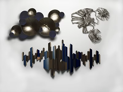 Abstract Modern Metal Wall Decor Art With Geometric Fan And Sculptural Designs 3d model