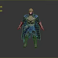 Mystical Fantasy Character Wearing Ornate Armor Blue Cloak And Decorative Helmet