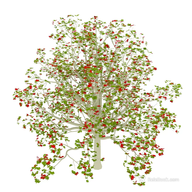 Lush Arbor With Green Leaves And Red Fruits On Dense Branches 3d model 
