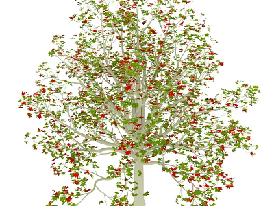 Lush Arbor With Green Leaves And Red Fruits On Dense Branches 3d model