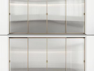 Modern Sliding Glass Doors with Textured Surfaces and Metal Frames for Interior 3d model