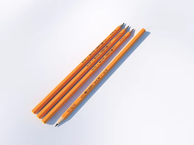 Set of Orange Wooden Pencils with Sharpened Tips and Smooth Finish 3d model