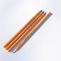 Set of Orange Wooden Pencils with Sharpened Tips and Smooth Finish
