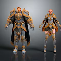 Game Movie Characters in Ornate Armour with Gold Accents Male and Female Designs