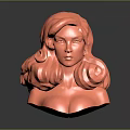 Game Movie Female Character With Red Curly Hair 3D Head Sculpture Design