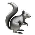 Silver Metal Squirrel Statue With Standing Pose And Curved Tail 3d model