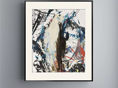 Abstract Painting With Bold Colorful Brushstrokes Framed Modern Wall Art Design 3d model