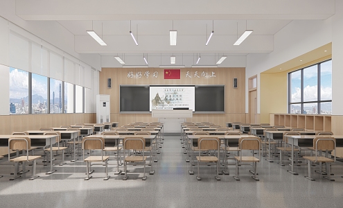 School Room Classroom Desks and Chairs 3d model