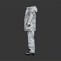 White Full Body Spacesuit With Detailed Pockets And Badge Design Elements 3d model