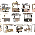 Various Mobile Food Carts With Canopy Wheels And Storage Designs For Street Vending