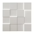 White Geometric 3D Wall Decor With Textured Square Pattern For Modern Interior 3d model