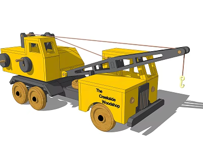 Yellow Toy Crane Truck Featuring Crane Arm By Thomas Crandall Truckshop 3d model