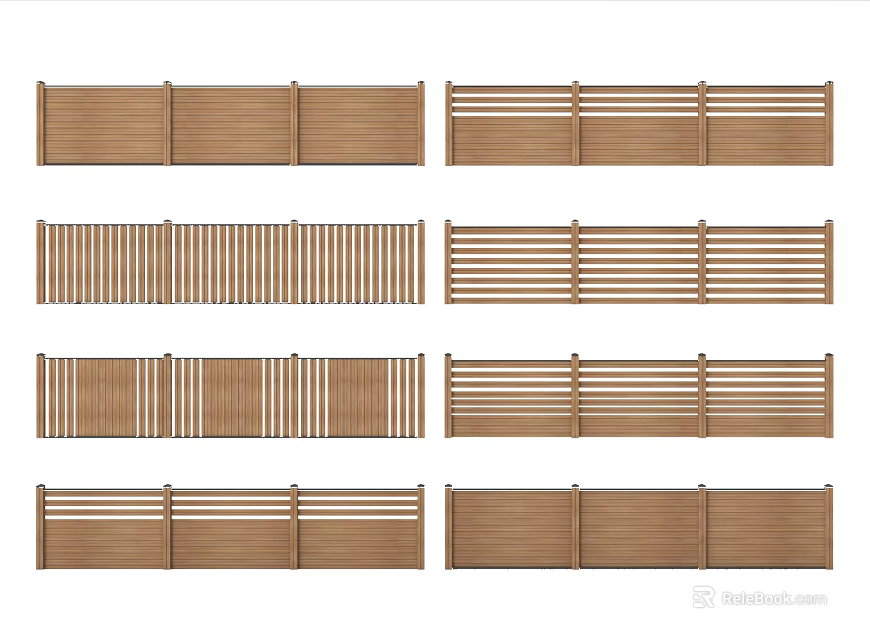 Wooden Railings Featuring Different Designs And Decorative Styles For Outdoor Use 3d model 