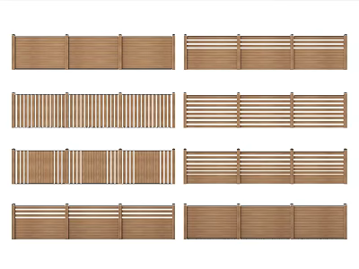Wooden Railings Featuring Different Designs And Decorative Styles For Outdoor Use 3d model