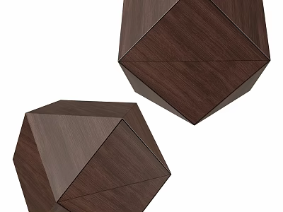 Modern Geometric Faceted Wooden Sideboard In Dark Brown For Dining Area 3d model