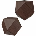 Modern Geometric Faceted Wooden Sideboard In Dark Brown For Dining Area