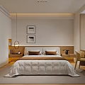 Modern Bedroom Interior Design With Bed Nightstand Pendant Light Wall Art Desk And Bookshelf