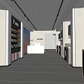Modern PULSE Showroom Interior With Display Shelves Counter Washing Machine And Lighting