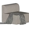 Gray Single Sofa With Black And White Checkered Blanket For Modern Living Room