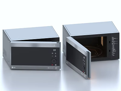 LG Stainless Steel Microwave Ovens With Open And Closed Door Design And Control Panel 3d model