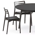 White Round Black Rectangular Dining Table Sets with Light Wood Black Chairs Brown Seats 3d model