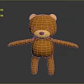 Orange Teddy Bear Stuffed Toy With Yellow Ears Red Eyes And Stitched Design
