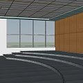 School Auditorium With Stepped Seating Large Windows And Wooden Walls
