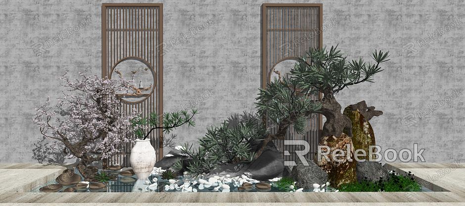 New Chinese style landscape sketch landscape sketch stone model