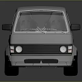 Silver Van 3D Render With Black Wheels Crossed Window Lines And Reflective Surface