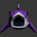 Purple Aquatic Animal Shark Cartoon Figure With Open Mouth Design