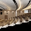 Spacious Modern Conference Room With Stepped Seating And Ceiling Lighting Design 3d model