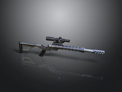 Modern Tactical Sniper Rifle With High Precision Scope And Ventilated Barrel 3d model
