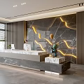 Modern company front desk background wall reception area bar desk reception desk hall simple lobby 3d model