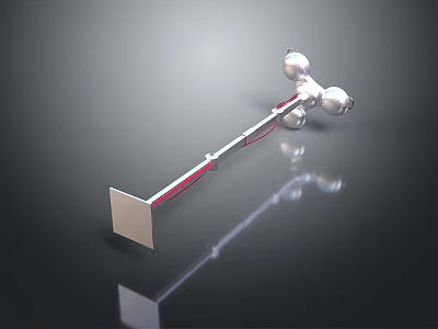 3D Rendered Metallic Weapon With Spherical Ends On Metal Rod Square Base And Reflective Surface 3d model