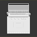 White Outdoor Grill With Open Lid Control Knobs And Storage Drawer 3d model