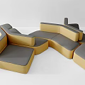 Modern Modular Multi Person Sofa With Geometric Gray And Yellow Sections 3d model