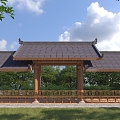 Chinese Style Pavilion Landscape Gallery Pavilion 3d model