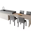 Modern Dining Table Set with Four Gray Chairs Sink and Countertop Design 3d model