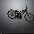 Vintage Motorcycle With Silver Body Black Seat Spoked Wheels And Metallic Finish On Reflective Surface