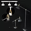 Modern Floor Lamp With Black Shade Gold Metal Accents And Adjustable Arm