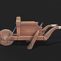 Wooden Wheelbarrow With Classic Design Large Wheel And Rustic Handle Structure 3d model