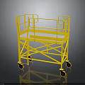 Industrial Yellow Mobile Work Platform Cart With Metal Frame Guardrails And Wheels