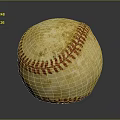 Vintage Leather Baseball Sports Equipment With Red Stitching And Weathered Surface
