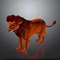 Red Lion 3D Character Model in Standing Pose with Stylized Design and Vibrant Color