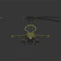 Yellow Military Helicopter Model With Rotor Blades Cockpit And Detailed Design
