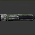Futuristic Sci Fi Gun Design With Green Armor Orange Cylinder And Yellow Lights