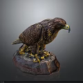 Detailed Eagle Sculpture Standing On Textured Rock Base With Realistic Features 3d model