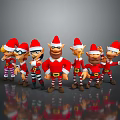 Cartoon Game Movie Characters Wearing Red Christmas Hats And Colorful Costumes