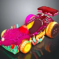 Colorful Cartoon Candy Race Car With Ice Cream Top Cookie Wheels And Sprinkles